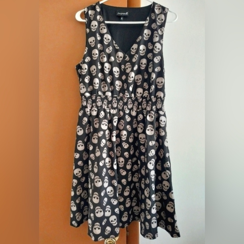 Sourpuss Black and White Skull Dress